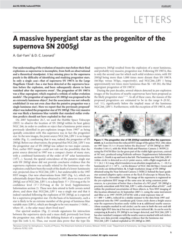 A Massive Hypergiant Star As the Progenitor of the Supernova SN 2005Gl