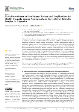 Racism and Implications for Health Inequity Among Aboriginal and Torres Strait Islander Peoples in Australia