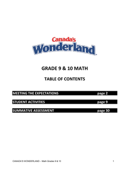 Grade 9 & 10 Math