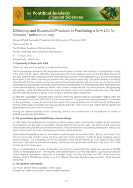 Difficulties and Successful Practices in Facilitating a New Life for Persons