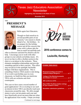 November 2015 Newsletter