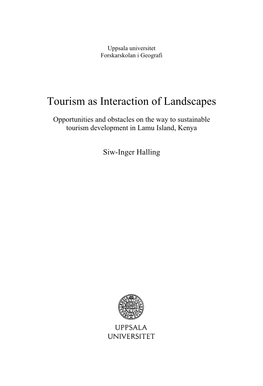 Tourism As Interaction of Landscapes