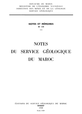 Notes Du Service Géologique Du Maroc