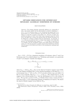Liftable Derivations for Generically Separably Algebraic Morphisms of Schemes
