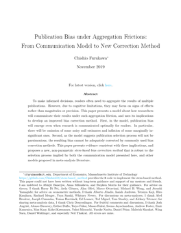 Publication Bias Under Aggregation Frictions: from Communication Model to New Correction Method