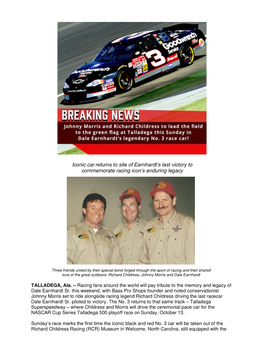 Iconic Car Returns to Site of Earnhardt's Last Victory to Commemorate Racing Icon's Enduring Legacy