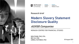 Modern Slavery Statement Disclosure Quality ASX100 Companies