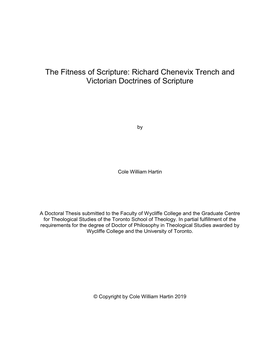 The Fitness of Scripture: Richard Chenevix Trench and Victorian Doctrines of Scripture