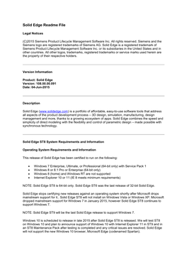 Solid Edge Readme File