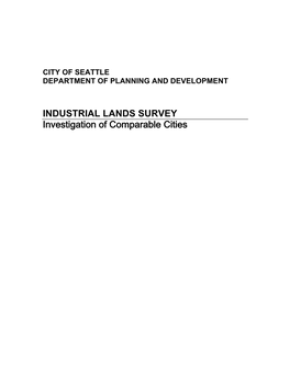 INDUSTRIAL LANDS SURVEY Investigation of Comparable Cities