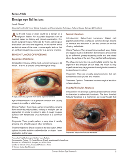 Benign Eye Lid Lesions Arnab Biswas1