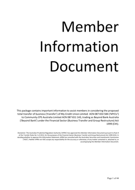 Member Information Document