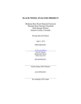 Slack Weiss Analysis Project