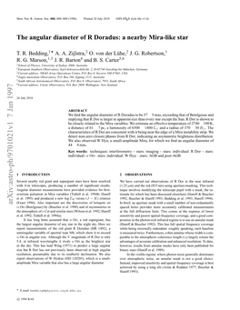 The Angular Diameter of R Doradus: a Nearby Mira-Like Star