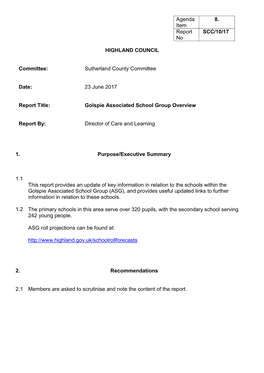 Golspie Associated School Group Overview