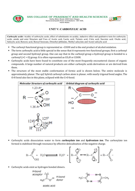 Unit V: Carboxylic Acid