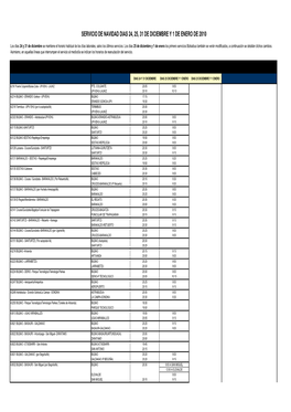 Servicio De Navidad Dias 24, 25, 31 De Diciembre Y 1 De Enero De 2010