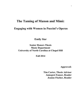 The Taming of Manon and Mimì