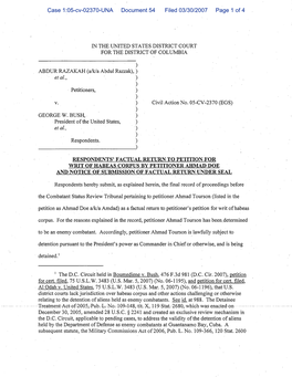 Case 1:05-Cv-02370-UNA Document 54 Filed 03/30/2007 Page 1 of 4 V