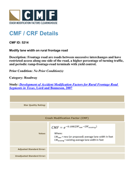 CMF / CRF Details