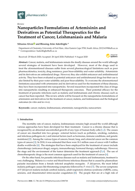 Nanoparticles Formulations of Artemisinin and Derivatives As Potential Therapeutics for the Treatment of Cancer, Leishmaniasis and Malaria