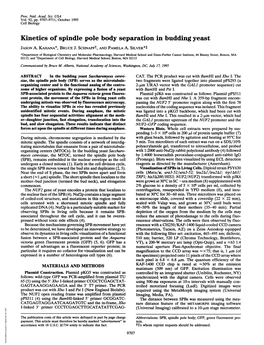 Kinetics of Spindle Pole Body Separation in Budding Yeast JASON A