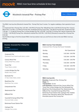 RB6C River Bus Time Schedule & Line Route