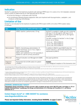 Vectibix Physicians Office Billing Instructions