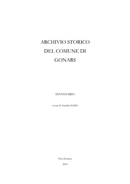 Archivio Storico Del Comune Di Gonars