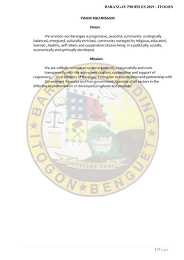 Barangay Profiles 2019 – Itogon