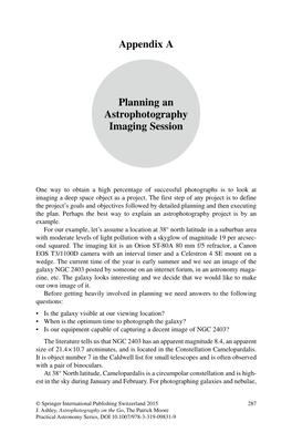 Appendix a Planning an Astrophotography Imaging Session