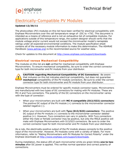Electrically-Compatible PV Modules Updated 12/30/11
