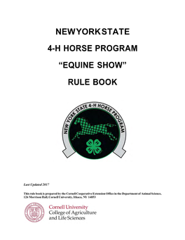 NYS 4H Horse Program Equine Show Rule Book