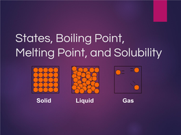 States, Boiling Point, Melting Point, and Solubility