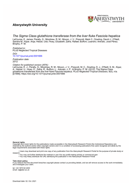 Aberystwyth University the Sigma Class Glutathione Transferase from the Liver Fluke Fasciola Hepatica