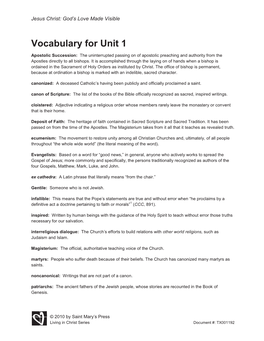 Vocabulary for Unit 1