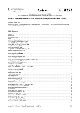 Rotifera from the Mediterranean Sea, with Description of Ten New Species