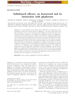 Saflufenacil Efficacy on Horseweed and Its Interaction with Glyphosate