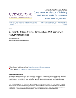 Community and Gift Economy in Harry Potter Fanfiction