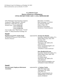 In Re Wilmington Trust Securities Litigation 10-CV-00990-U.S. District