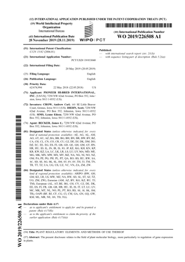 Plant Regulatory Elements and Methods of Using Them.Pdf