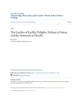 Mahaut of Artois and the Automata at Hesdin Elly Truitt Bryn Mawr College, Etruitt@Brynmawr.Edu