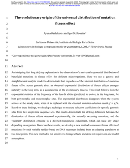 The Evolutionary Origin of the Universal Distribution of Mutation