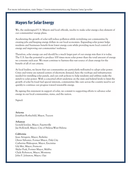 Mayors for Solar Energy