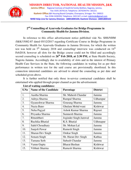 Advertisement of 2Nd Counselling For
