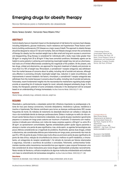 Emerging Drugs for Obesity Therapy