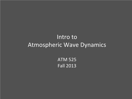 Intro to Atmospheric Wave Dynamics