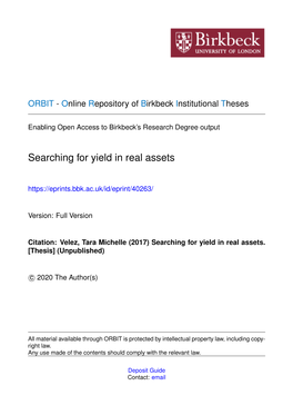 Searching for Yield in Real Assets