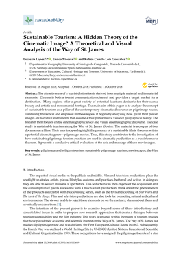 Sustainable Tourism: a Hidden Theory of the Cinematic Image? a Theoretical and Visual Analysis of the Way of St