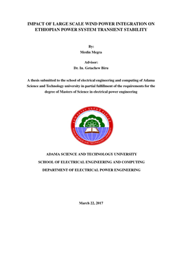 Impact of Large Scale Wind Power Integration on Ethiopian Power System Transient Stability